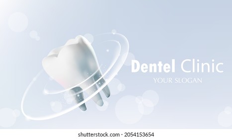 Protection of healthy teeth . tooth with glowing effect . illustration vector.