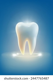 Protection of healthy tooth . tooth with glowing effect