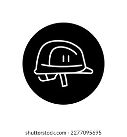 Protection helmet black line icon. Head safety. Work uniform