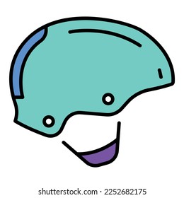 Protection helmet icon. Outline protection helmet vector icon color flat isolated on white