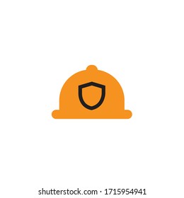 Protection helmet and shield vector symbol