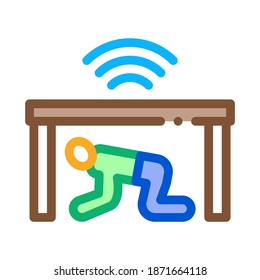 Protection Hide Human Under Table Icon Vector. Protection Hide Human Under Table Sign. Color Symbol Illustration