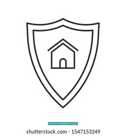 Protection house icon vector illustration logo template for many purpose. Isolated on white background.