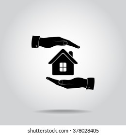 Protection of house sign icon, vector illustration. Flat design style 
