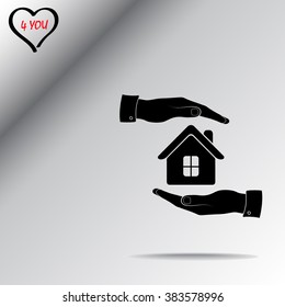 Protection of house sign icon, vector illustration. Flat design style 