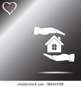 Protection of house sign icon, vector illustration. Flat design style 