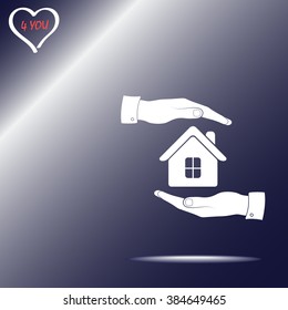 Protection of house sign icon, vector illustration. Flat design style 