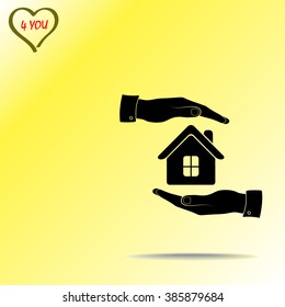 Protection of house sign icon, vector illustration. Flat design style 