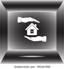Protection of house sign icon, vector illustration. Flat design style 
