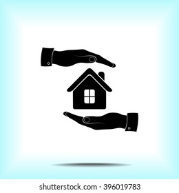 Protection of house sign icon, vector illustration. Flat design style 