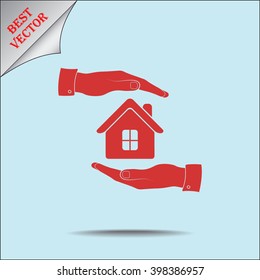 Protection of house sign icon, vector illustration. Flat design style 