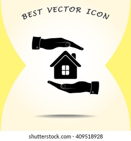 Protection of house sign icon, vector illustration. Flat design style 