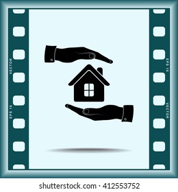 Protection of house sign icon, vector illustration. Flat design style 