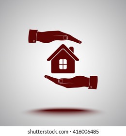 Protection of house sign icon, vector illustration. Flat design style 