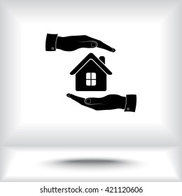 Protection of house sign icon, vector illustration. Flat design style 