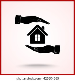Protection of house sign icon, vector illustration. Flat design style 