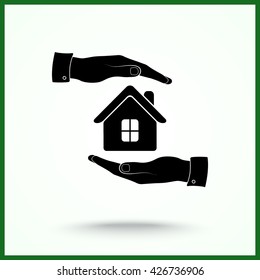 Protection of house sign icon, vector illustration. Flat design style 