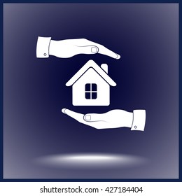 Protection of house sign icon, vector illustration. Flat design style 