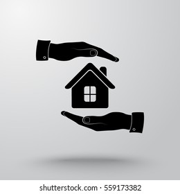 Protection of house sign icon, vector illustration. Flat design style 