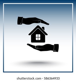 Protection of house sign icon, vector illustration. Flat design style 