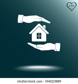 Protection of house sign icon, vector illustration. Flat design style 