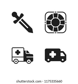 protection icon. 4 protection vector icons set. ambulance, lifesaver and swords icons for web and design about protection theme