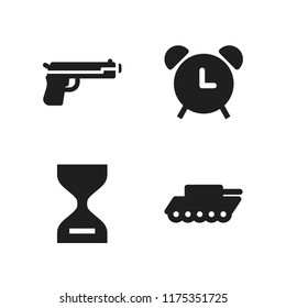 protection icon. 4 protection vector icons set. handgun, wait and war tank icons for web and design about protection theme