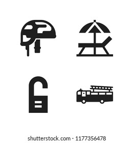 protection icon. 4 protection vector icons set. sun umbrella, helmet and doorknob icons for web and design about protection theme