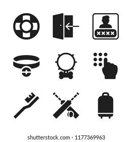 protection icon. 9 protection vector icons set. lifesaver, toothbrush and cricket icons for web and design about protection theme