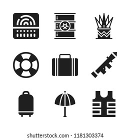 protection icon. 9 protection vector icons set. bulletproof vest, lifebuoy and fingerprint scan icons for web and design about protection theme