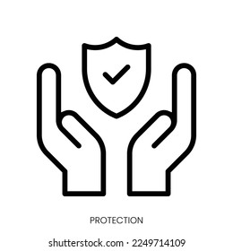 protection icon. Line Art Style Design Isolated On White Background