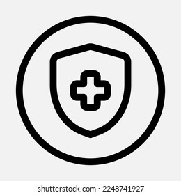 Icono de protección en estilo de línea, uso para presentación de aplicaciones móviles del sitio web
