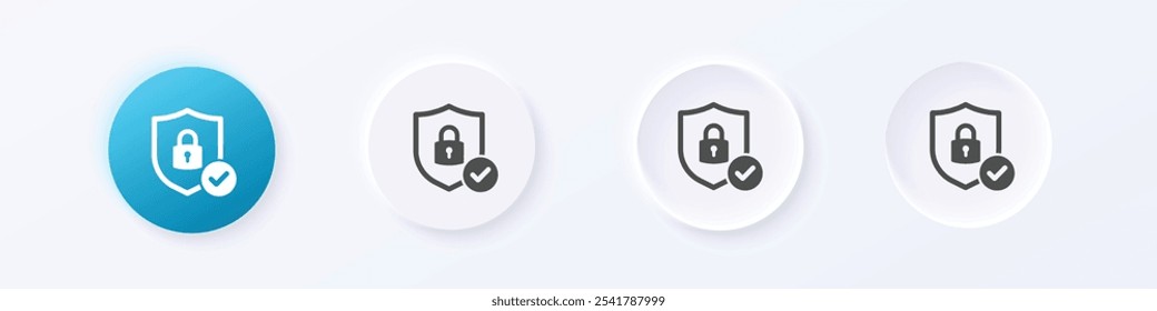 Protection icon. Neumorphism round style button design vector