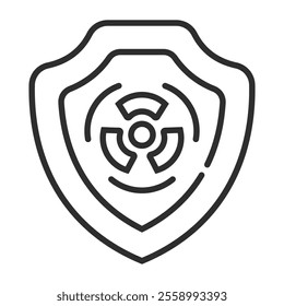 Protection icon, Nuclear symbol outline icon, editable vector illustration and transparent graphic element. Isolated on white background