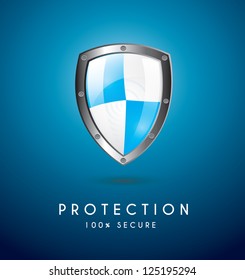 Protection icon over blue background vector illustration