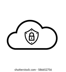 Protection icon over white background vector illustration. Cloud Internet technology