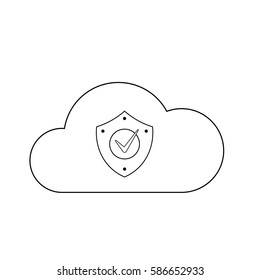 Protection icon over white background vector illustration. Cloud Internet technology