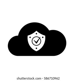 Protection icon over white background vector illustration. Cloud Internet technology