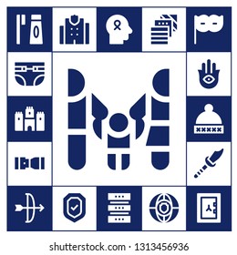protection icon set. 17 filled protection icons.  Collection Of - Toothbrush, Diapers, Castle, Family, Seat belt, Hamsa, Hat, Weapon, Arc, Police station, Security, Hope, Database