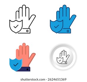 Protection Icon Set in Four Different Design Styles. flat, outline, glyph, and minimal button. for data protection, or general safety, protection siber, etc.