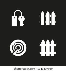 protection icon set. key, radar and fence vector icon for graphic design and web