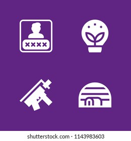 protection icon set. password, igloo and shotgun vector icon for graphic design and web