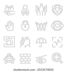 Protection icon set in thin line style
