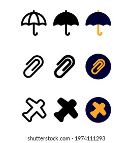 protection icon set with three style for presentation, banner, and social media