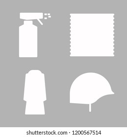 protection icon set. vector set about spray, helmet, condom and coat icons set.
