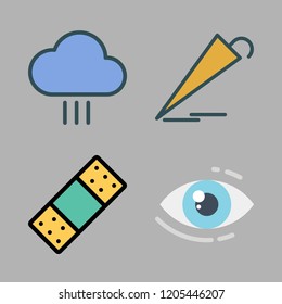 protection icon set. vector set about umbrella, vision, rain and band aid icons set.