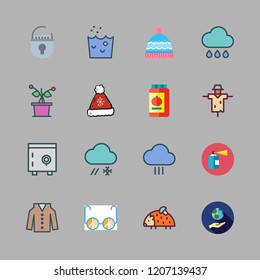 protection icon set. vector set about coat, spray, scarecrow and plant icons set.
