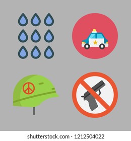 protection icon set. vector set about rain, weapons, helmet and police car icons set.