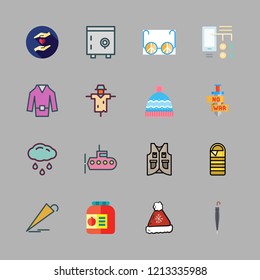 protection icon set. vector set about charity, rain, coat and conserve icons set.