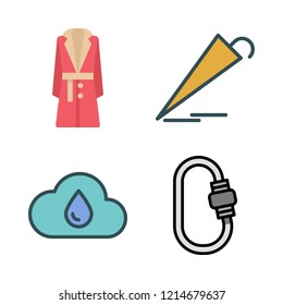protection icon set. vector set about coat, rain, carabiner and umbrella icons set.